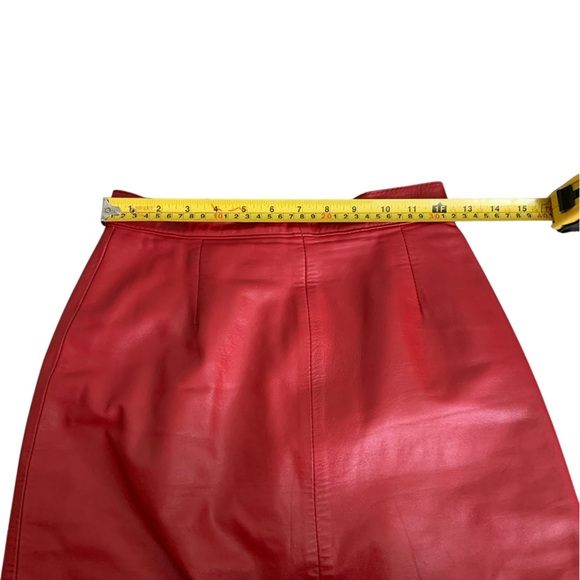 Red Leather Pencil Skirt small - Picture 7 of 9